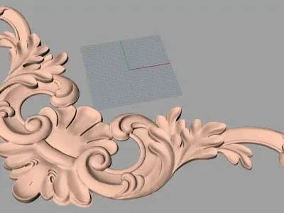 Furniture decorative corner flower 3D STL model for CNC E882 3D model