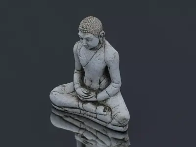 Stone Buddha Statue Low-poly 3D model