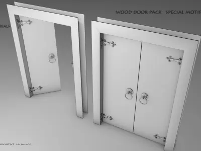  Wooden Door pack   7 piece  special patterns Low-poly 3D model
