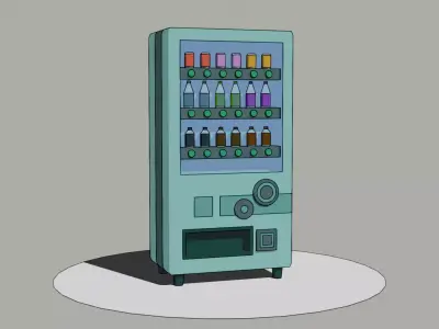 wending machine comics stencil style Low-poly 3D model