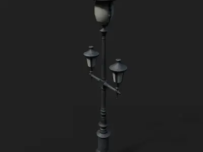 Triple Lamp Post 2 Low-poly 3D model