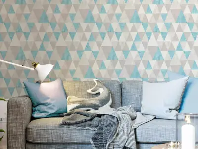 Aqua Geometric Triangle Wallpaper  Texture