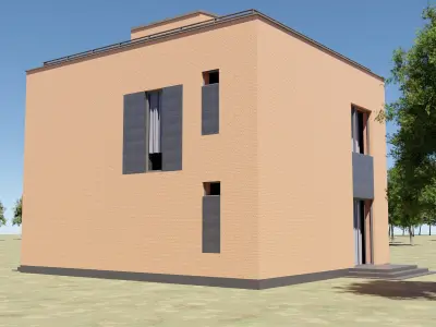 Modern house 3D model Low-poly 3D model