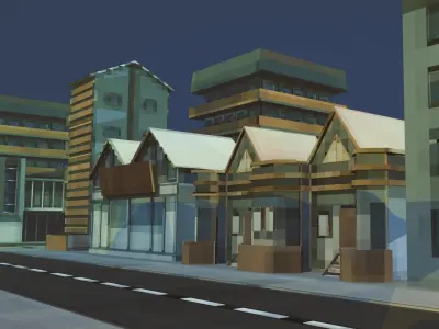 Low Poly Buildings and Houses City Pack Low-poly 3D model