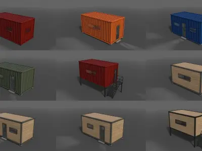 PBR Container House CA CC 3D Model Pack