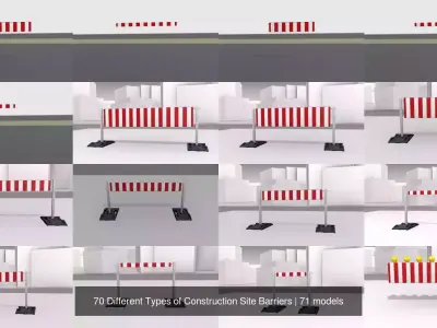 70 Different Types of Construction Site Barriers 3D Model Pack
