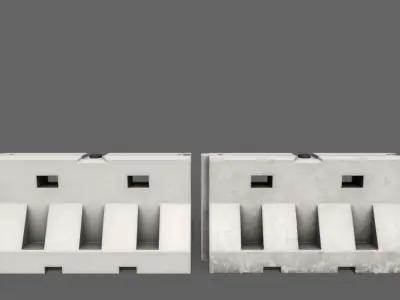 PBR Traffic Barrier White Low-poly 3D model