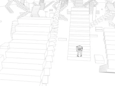 stairs landscape Low-poly 3D model