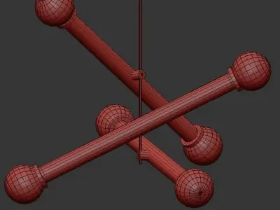 Triple pendant light with balls 3D model