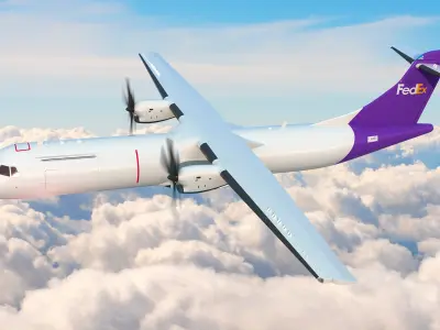  FedEx Air Logistics Aircraft ATR 72 Flying 