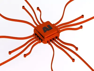 ai chip Symbol Red 3D model