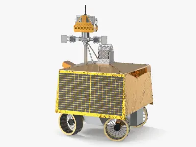  Autonomous Lunar Rover with Solar Panels Rigged for Maya 