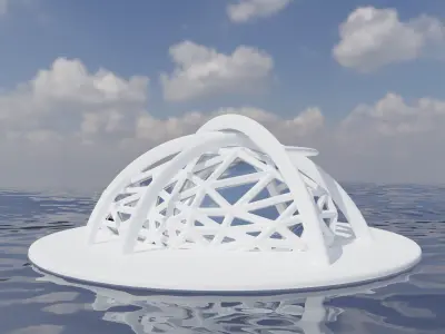 Futuristic Architectural Low-poly 3D model