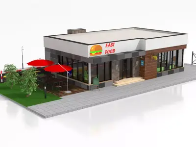 Drive-Thru Fast Food Restaurant  3D model purchase
