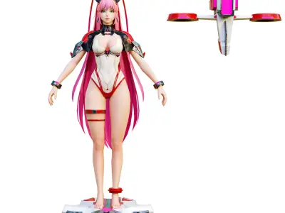 science fiction beauty Low-poly 3D model