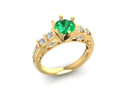 Luxury Emerald Center Diamond Ring for Women Jewelry Design 2332 3D print model