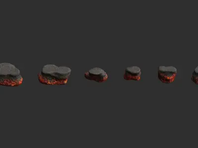Short Flat Rocks - Lava Low-poly 3D model