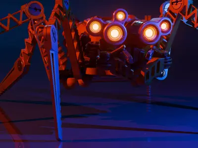 Mechanical Spider Robot  Low-poly 3D model