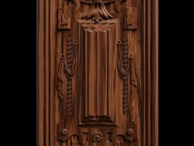 Carved cabinet door Low-poly 3D model
