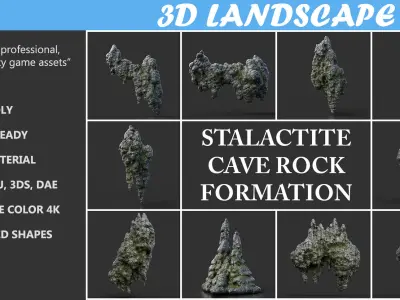 Low poly Stalactite Cave Rock Modular Pack C2 2020 Low-poly 3D model