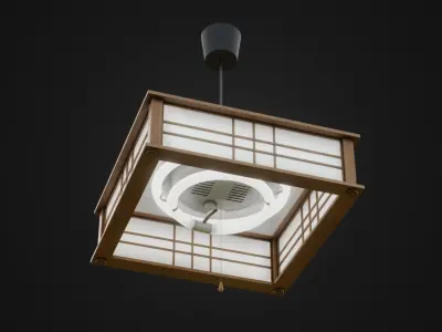 Retro Japanese Ceiling Light Low-poly 3D model
