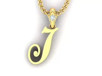 Alphabet V3 Light Gold  Font Pendant J 3D print model