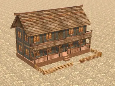 Medieval house fourteen 16 Low-poly 3D model