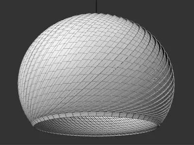 Round wooden hanging lamp 3D model