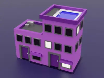 Low Poly City Buildings Pack 5 Stylized Game Ready Architecture  Low-poly 3D model