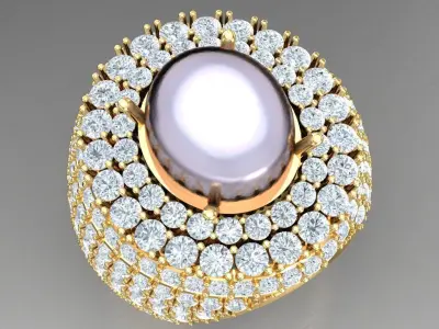 Light Gold Diamond Men Ring 2MR028 3D model