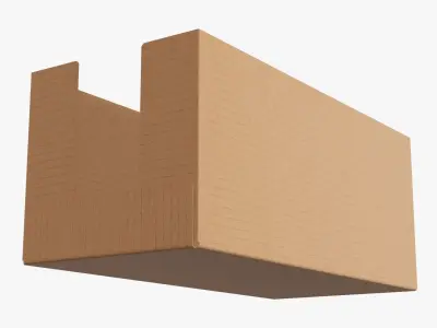 Tray cardboard box short shelf 3D model