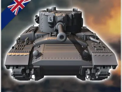 Valentine Mark Mk XI infantry tank - UK United WW2 Kingdom Briti 3D print model V1