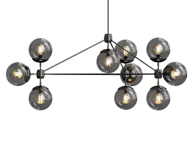 Modo chandelier 10 globes black smoke von Roll Hill 3D model