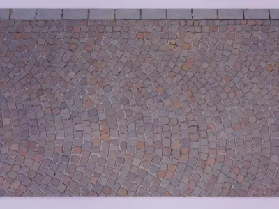 Cobblestones sidewalk high-poly 3D model
