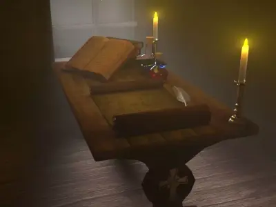 sorcerer desk Free low-poly 3D model