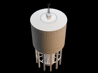 Watertower bryggareberget Karlskrona Low-poly 3D model