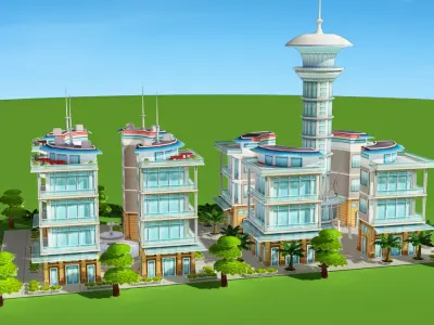 Urban City Low-poly 3D model