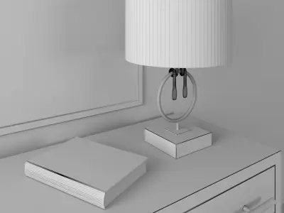 console painting of autumn trees on table 3D model