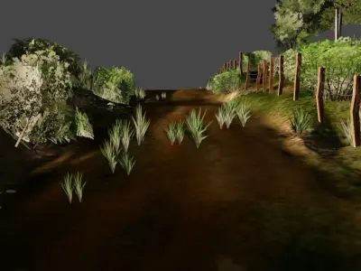 Road scene Low-poly 3D model