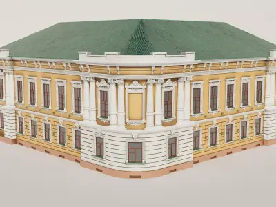 Old building Low-poly 3D model 2