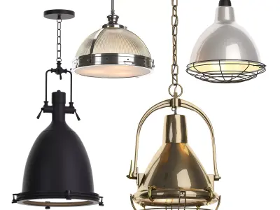 PENDANT COLLECTION 2 industrial light with frosted glass 3D model