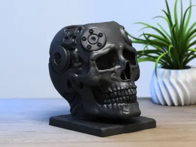 Skull robot pen holder Cyborg pen holder 3D print model purchase
