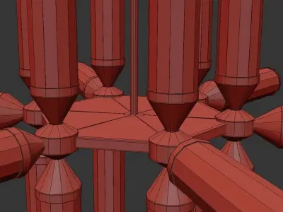 Travis modern chandelier with brass and clear glass rods 3D model