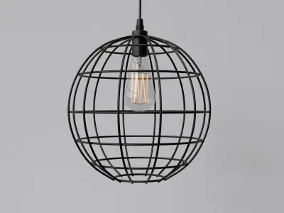 Industrial Cage Pendant Lights 3D model