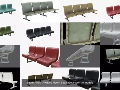 Super Airport Waiting Room Seats Collection 3D Model Pack