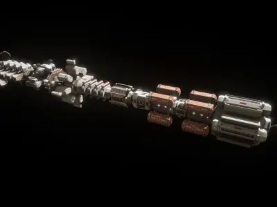 WS-SP-01 Concept Colonisation spacecraft Low-poly 3D model