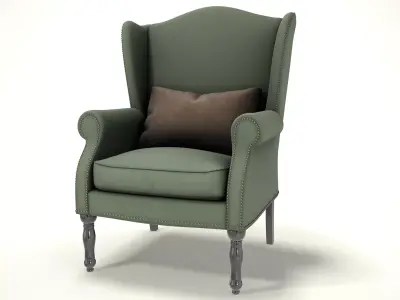 wingback chair fhouse 005 Low-poly 3D model