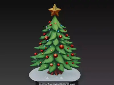 Stylized Christmas Tree Collection - Holiday 3D Model Bundle 3D Model Pack