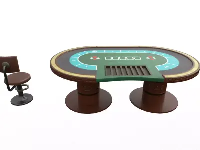 Stylized Casino Game Pack  Low Poly Roulette Slot Poker Low-poly 3D model