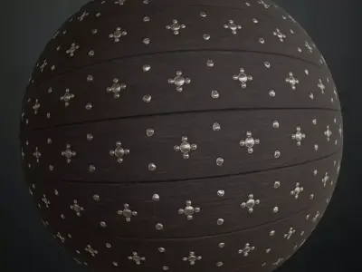 Dark Wood Silver Clover Studs PBR Seamless Texture